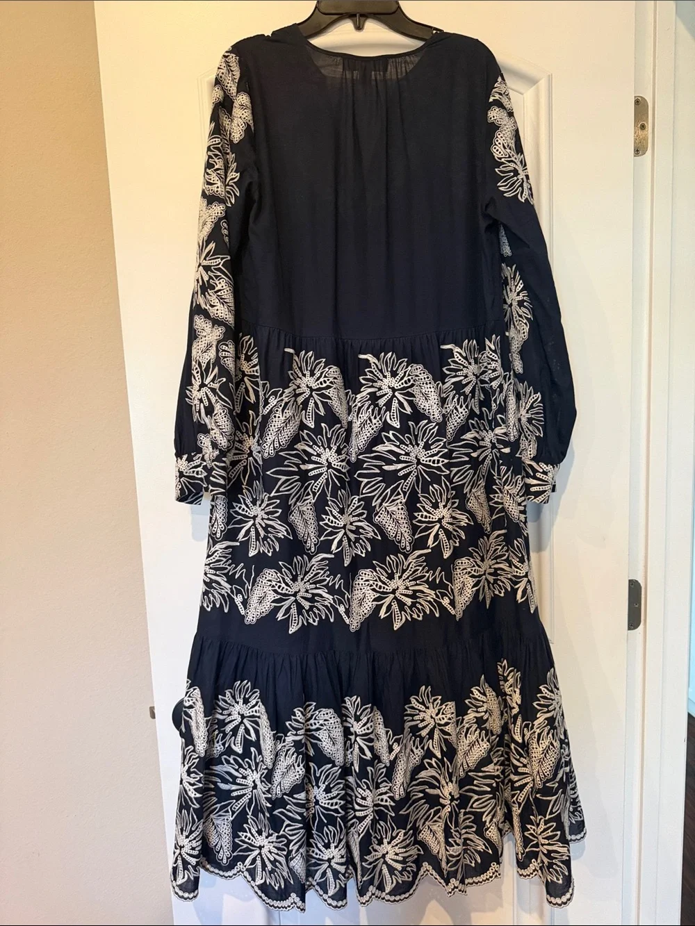 Michael Kors Navy Dress with White Floral Embroidery